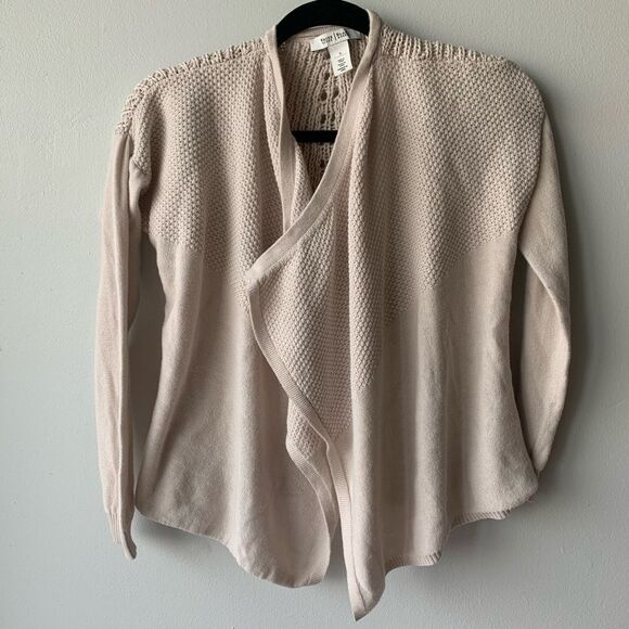 — WHBM — Cream Cotton/Rayon Knit Cardigan Size S - Picture 3 of 7